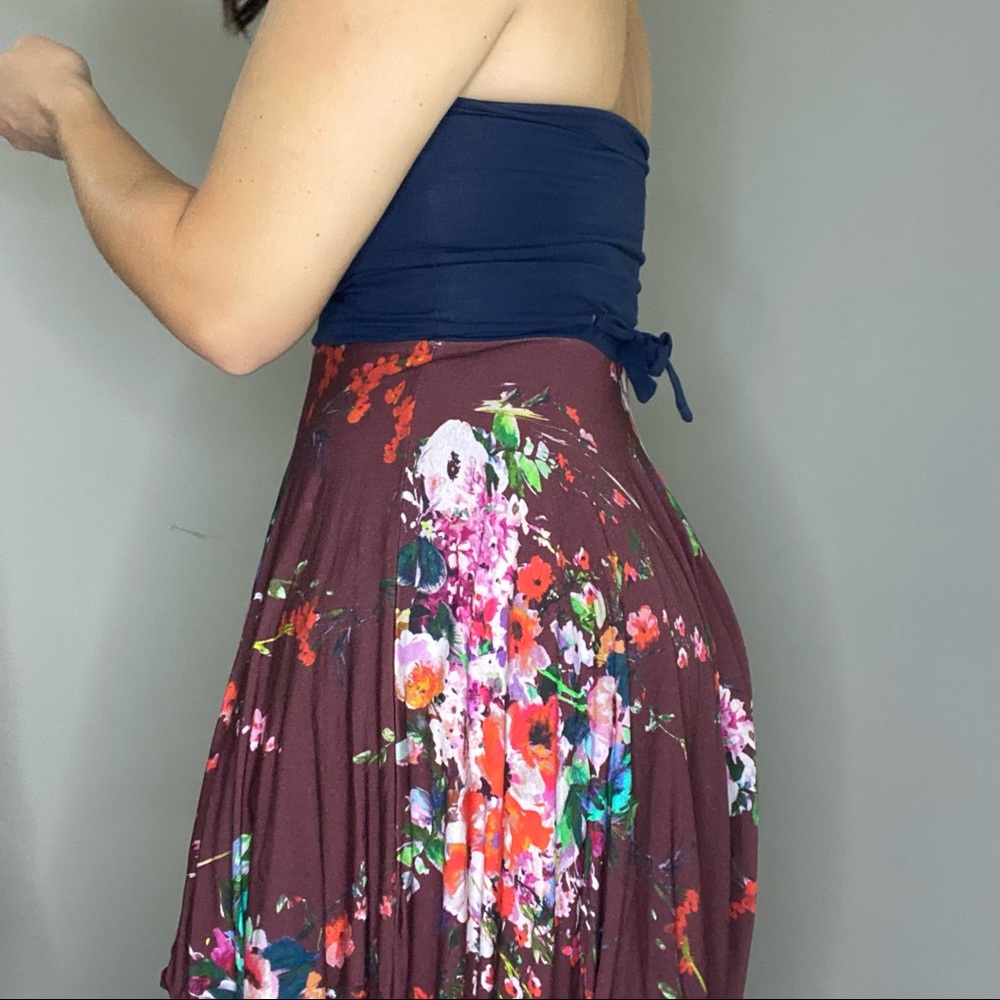 Anthropologie Neve and Hawk Floral Strapless Napkin Sharkbite Boho Dress Size 10 - Picture 10 of 14